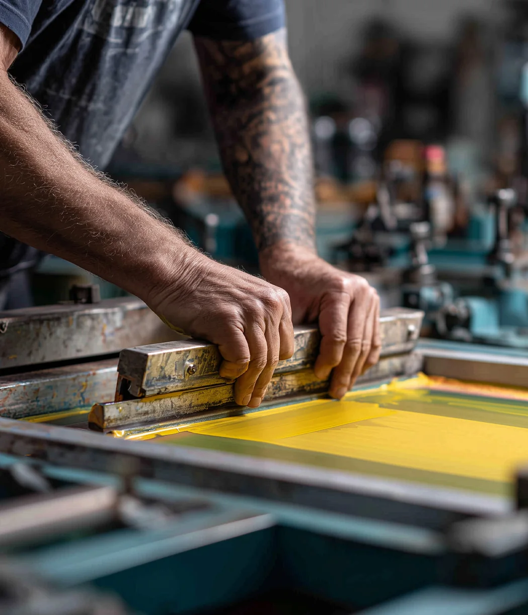 Silkscreen graphics printed on a metal component
